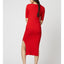 Boucle V-Neck Dress in Red