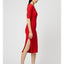 Boucle V-Neck Dress in Red