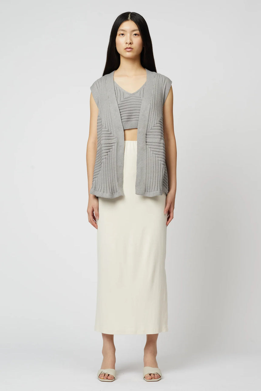 Sleeveless Cardigan in Cool Grey