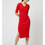 Boucle V-Neck Dress in Red